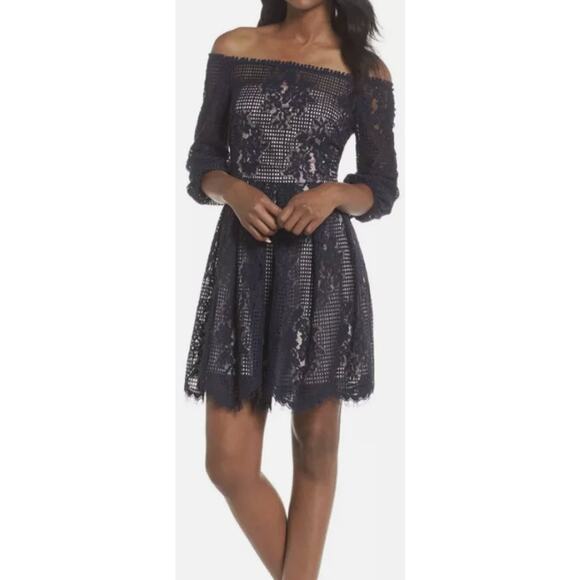 Chelsea28 Dresses & Skirts - CHELSEA28 WOMENS SZ 20 Black LACE OFF THE SHOULDER COCKTAIL DRESS shapewear